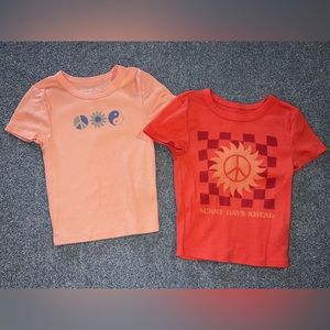 American Eagle Size XS Lot of 2 Peace Sign Crop Cotton Women’s Tee T Shirts